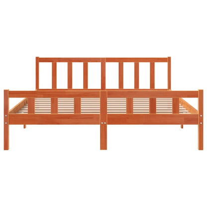 Bedframe Met Hoofdbord Massief Grenenhout Was 160 x 200 cm Bruin