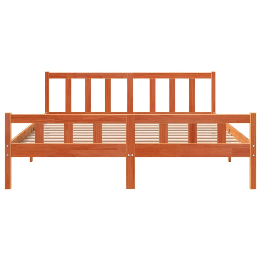 Bedframe Met Hoofdbord Massief Grenenhout Was 160 x 200 cm Bruin