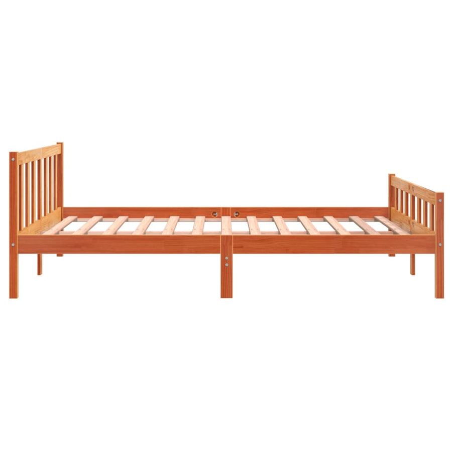 Bedframe Met Hoofdbord Massief Grenenhout Was 160 x 200 cm Bruin