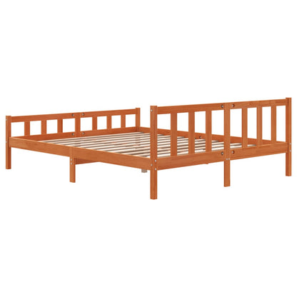 Bedframe Met Hoofdbord Massief Grenenhout Was 160 x 200 cm Bruin