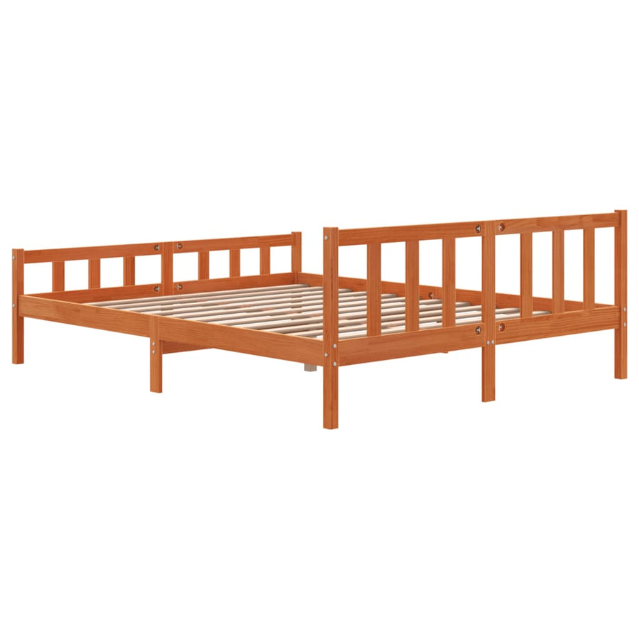 Bedframe Met Hoofdbord Massief Grenenhout Was 160 x 200 cm Bruin