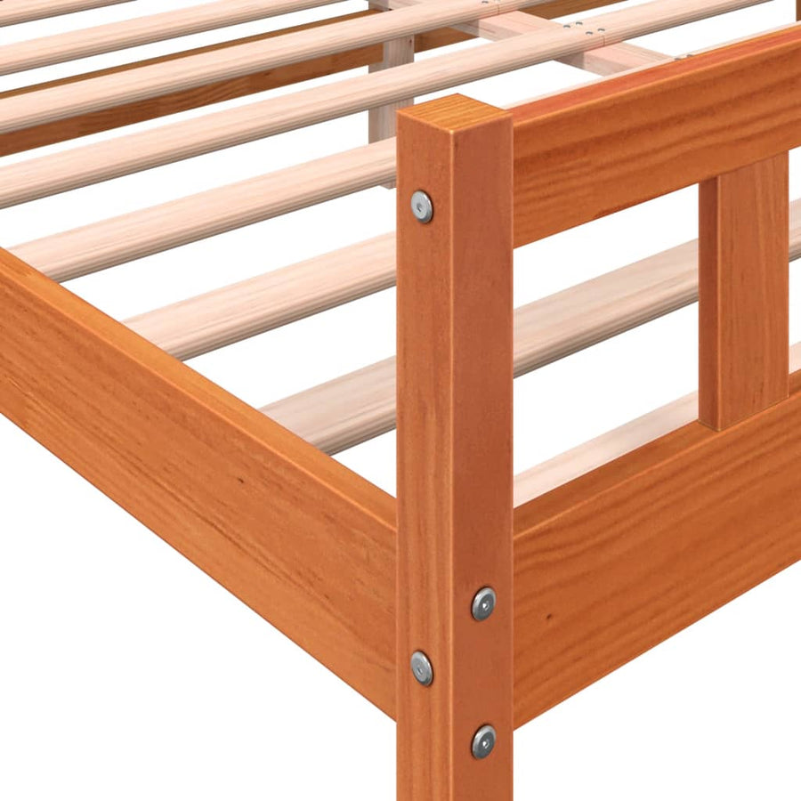 Bedframe Met Hoofdbord Massief Grenenhout Was 160 x 200 cm Bruin