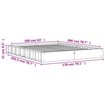 Bedframe Massief Grenenhout Wasbruin 160X200 Cm