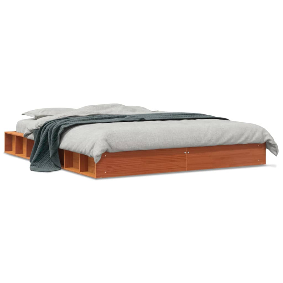 Bedframe Massief Grenenhout Wasbruin 150X200 Cm