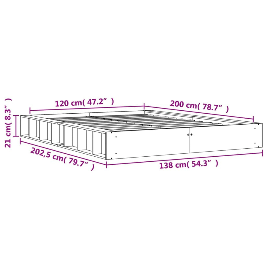 Bedframe Massief Grenenhout Wasbruin 120X200 Cm