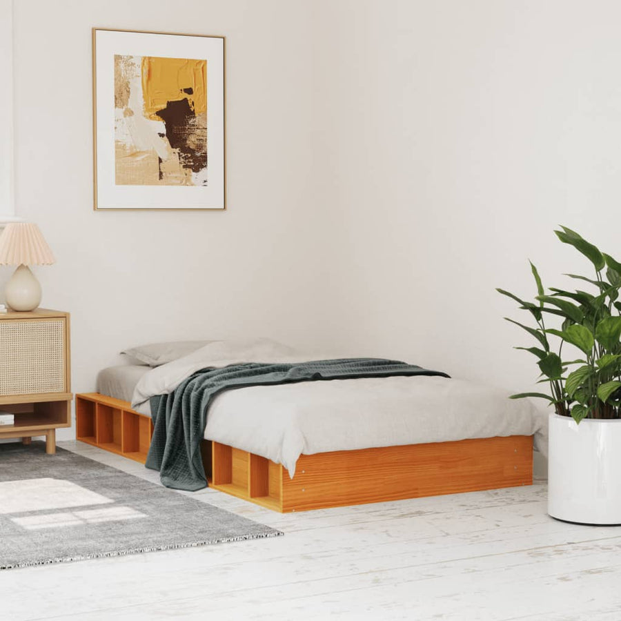 Bedframe Massief Grenenhout Wasbruin 100X200 Cm