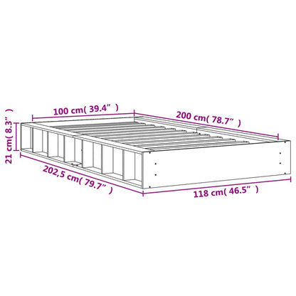 Bedframe Massief Grenenhout Wasbruin 100X200 Cm