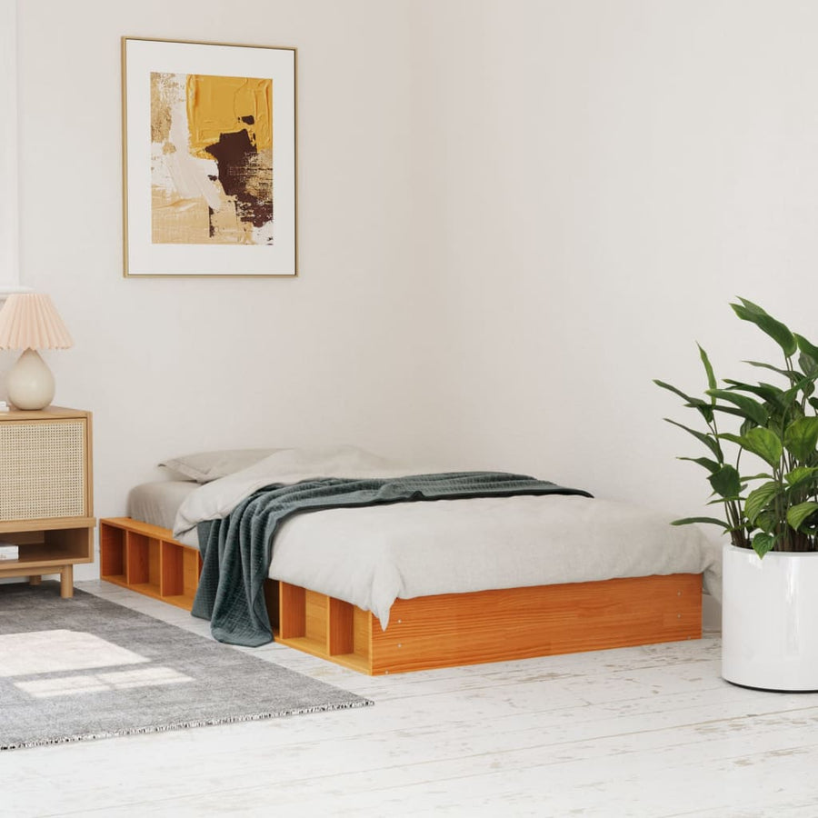 Bedframe Massief Grenenhout Wasbruin 75X190 Cm