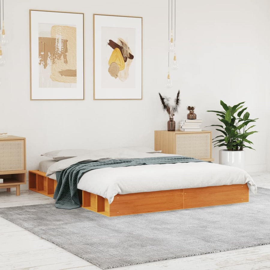 Bedframe Massief Grenenhout Wasbruin 120X190 Cm