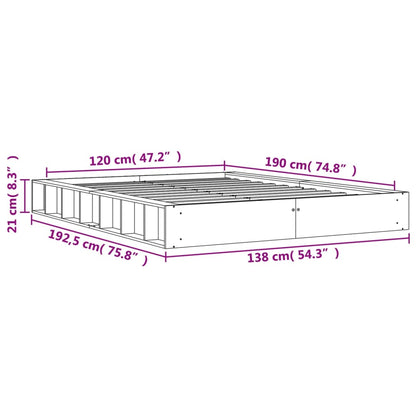 Bedframe Massief Grenenhout Wasbruin 120X190 Cm