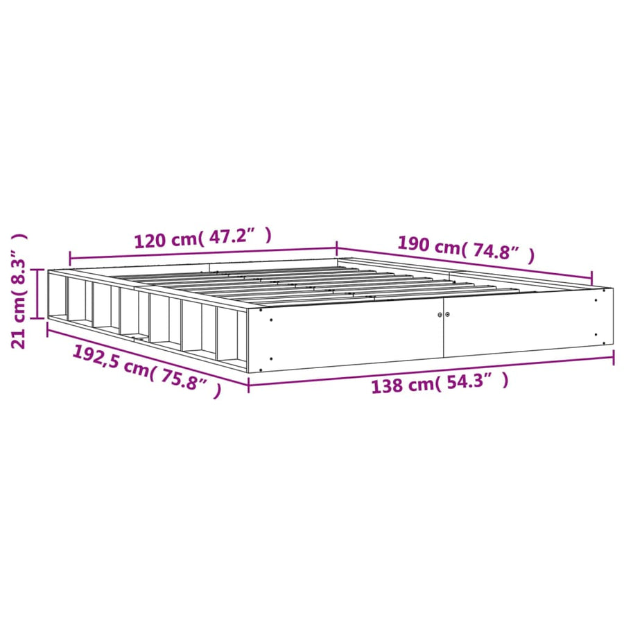 Bedframe Massief Grenenhout Wasbruin 120X190 Cm