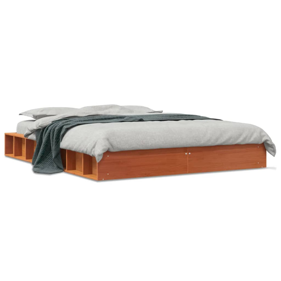 Bedframe Massief Grenenhout Wasbruin 120X190 Cm