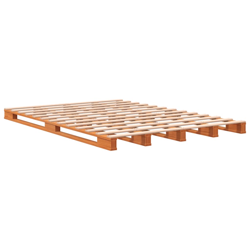 Palletbed massief grenenhout wasbruin 140x200 cm 140 x 200 cm Bruin