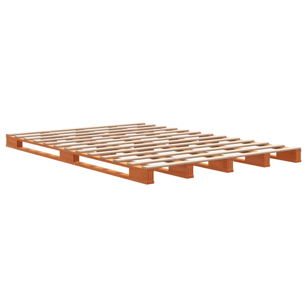Palletbed massief grenenhout wasbruin 140x200 cm 140 x 200 cm Bruin