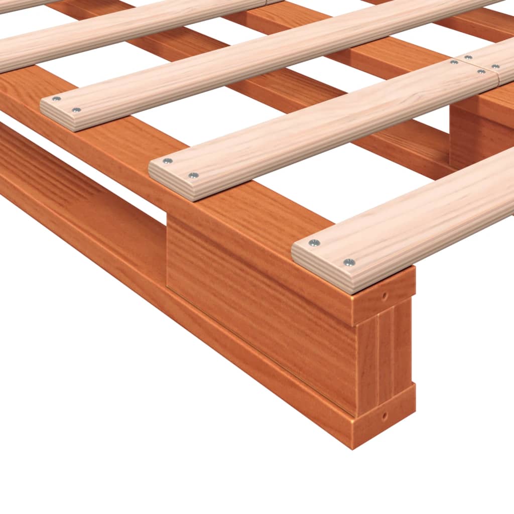 Palletbed massief grenenhout wasbruin 140x200 cm 140 x 200 cm Bruin