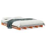 Palletbed massief grenenhout wasbruin 140x200 cm