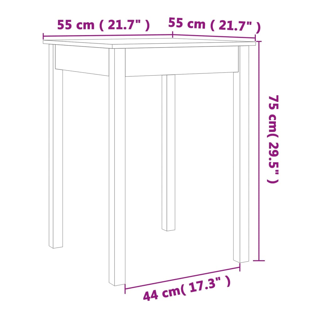 Wandtafel 55X55X75 Cm Massief Grenenhout Was Bruin 55 cm