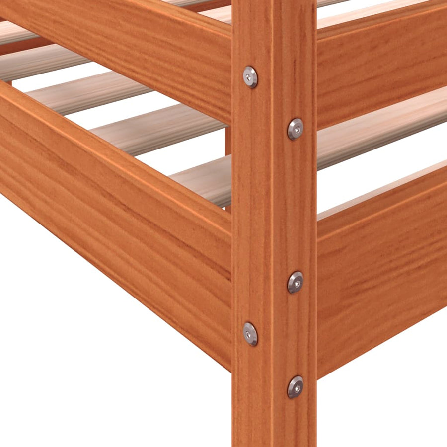 Hoogslaper massief grenenhout wasbruin 90x190 cm 90 x 190 cm Bruin