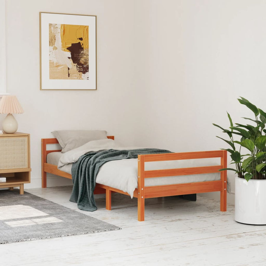 Bedframe Massief Grenenhout Was Bruin 90 x 200 cm