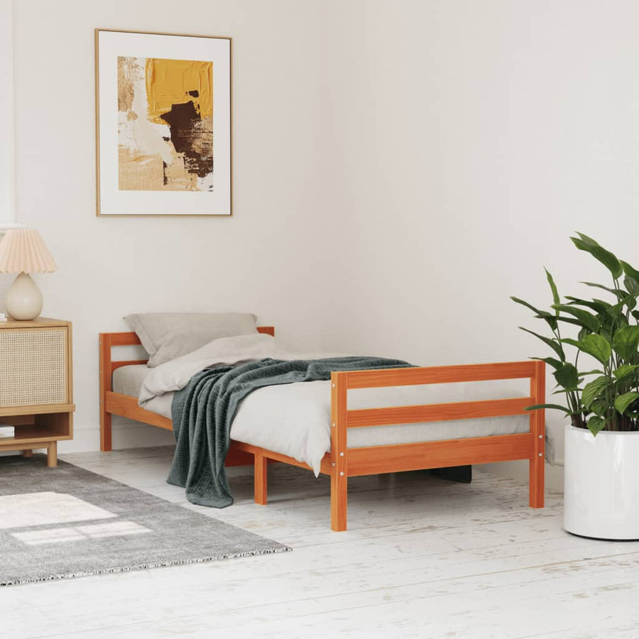 Bedframe Massief Grenenhout Was Bruin 80 x 200 cm