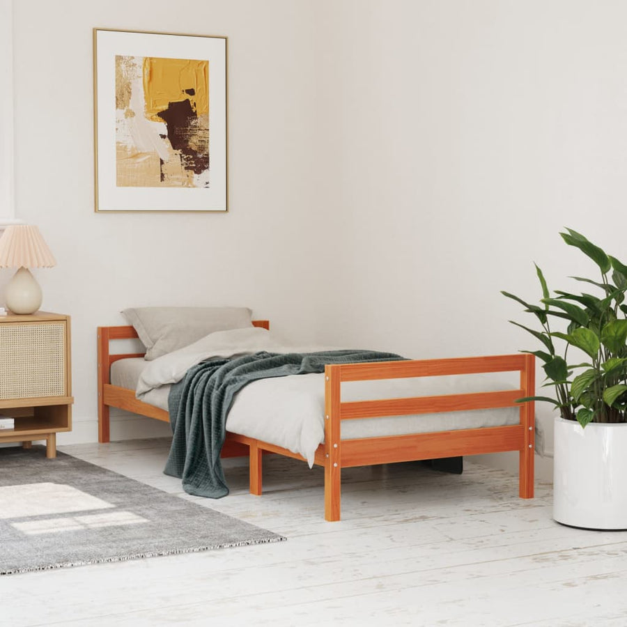 Bedframe Massief Grenenhout Was Bruin 90 x 190 cm