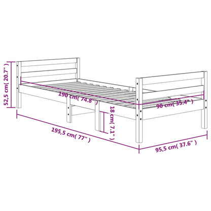 Bedframe Massief Grenenhout Was Bruin 90 x 190 cm