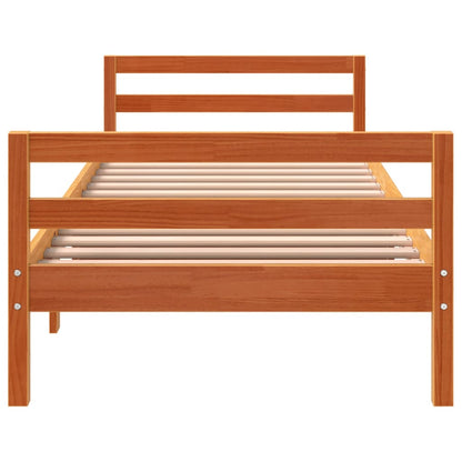 Bedframe massief grenenhout wasbruin 75x190 cm 75 x 190 cm Bruin