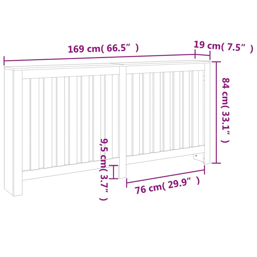 Radiatorombouw 169x19x84 cm massief grenenhout wasbruin 169 x 19 x 84 cm Bruin
