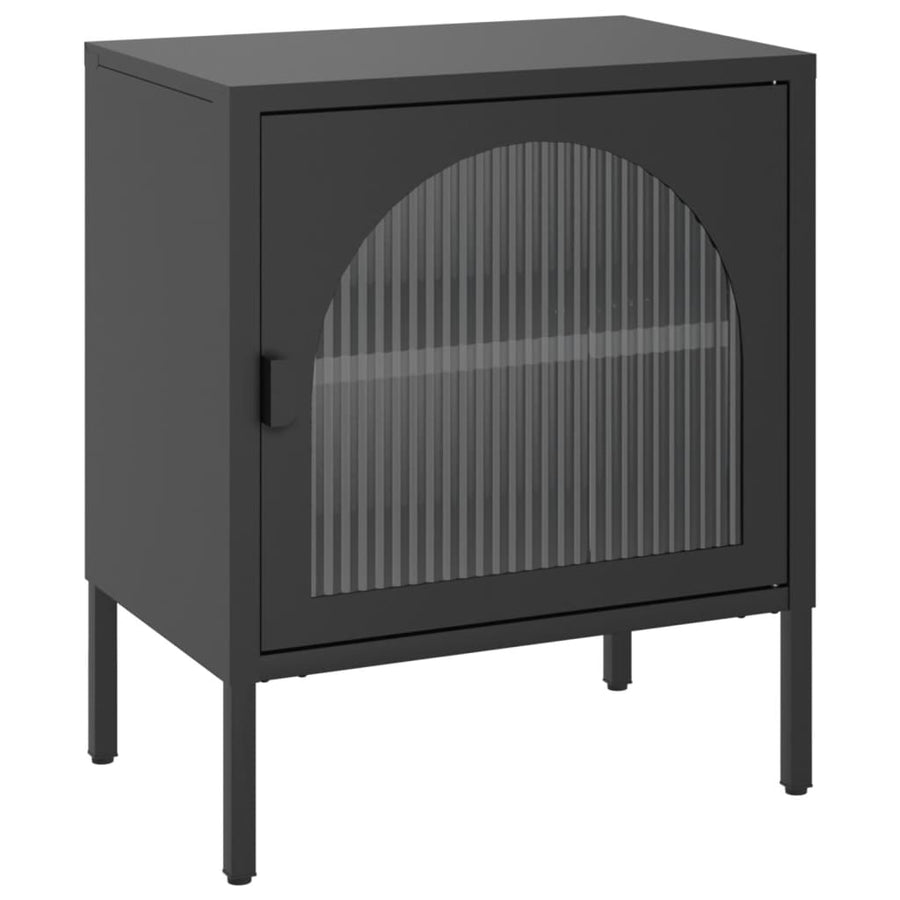 Nachtkastjes 50X35X60 Cm Glas En Staal Zwart 2