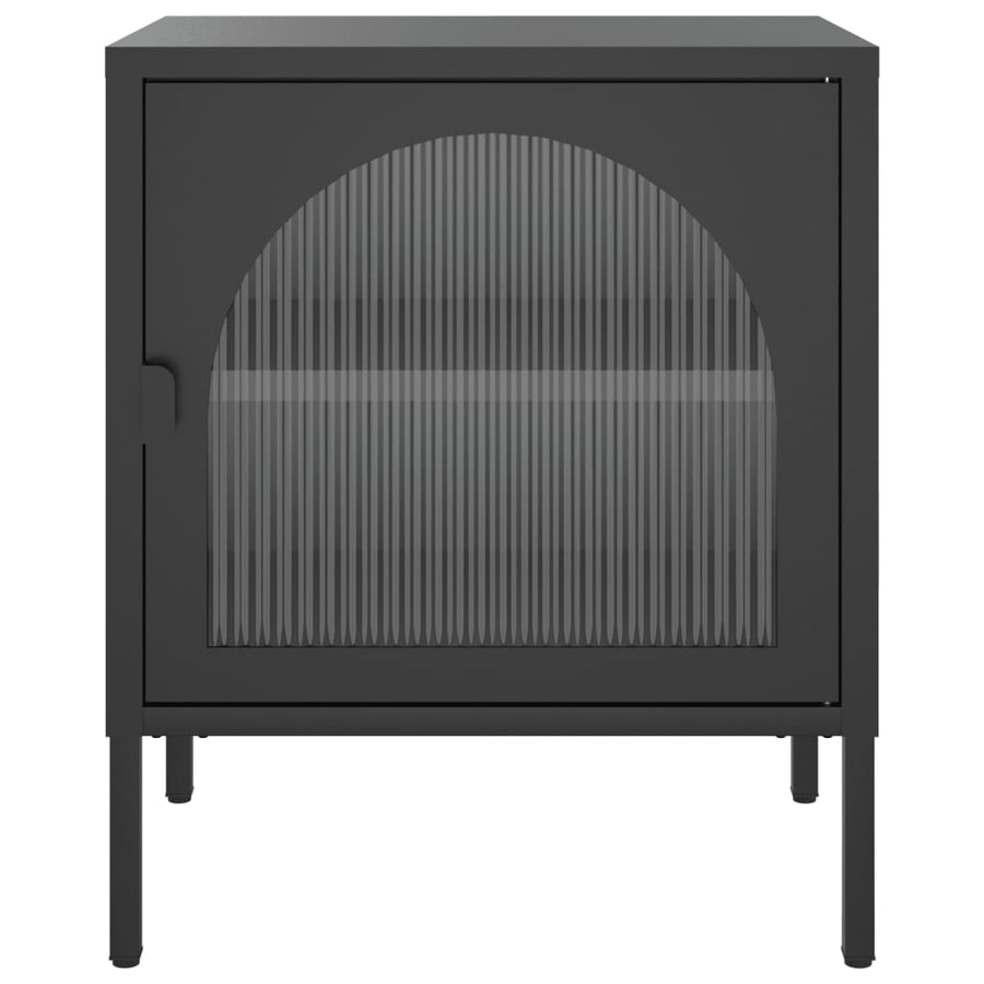 Nachtkastjes 50X35X60 Cm Glas En Staal Zwart 2