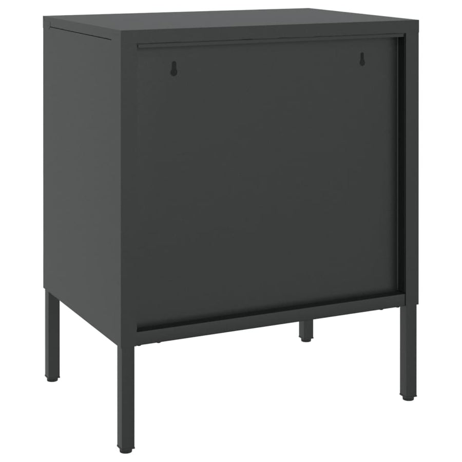 Nachtkastjes 50X35X60 Cm Glas En Staal Zwart 2