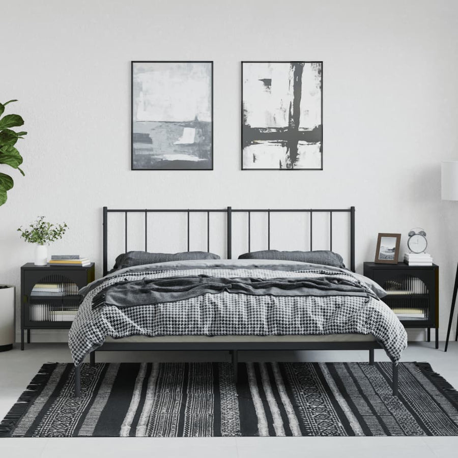 Nachtkastjes 50X35X60 Cm Glas En Staal Zwart 2
