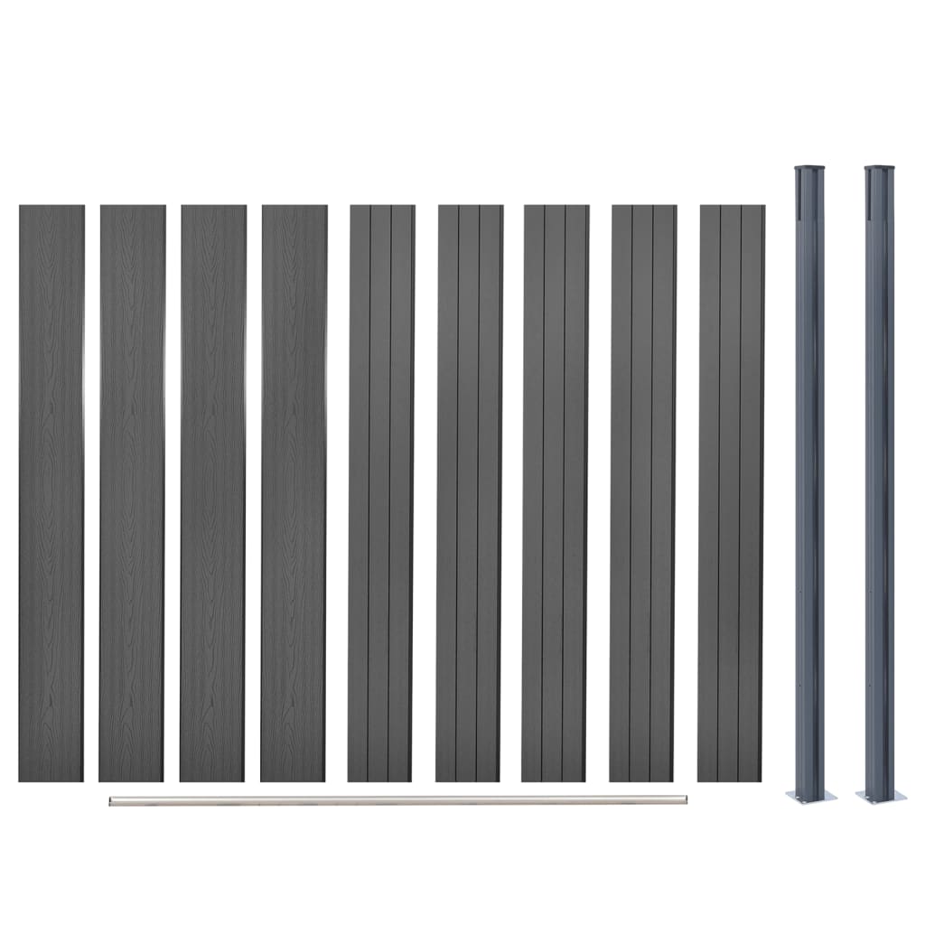 Schuttingpaneelset Hkc 180 x 186 cm Grijs
