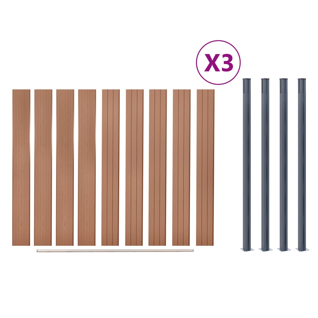 Schuttingpaneelset 526x186 cm HKC bruin 526 x 186 cm Bruin