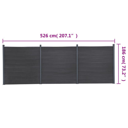 Schuttingpaneelset 526x186 cm HKC grijs 526 x 186 cm Grijs