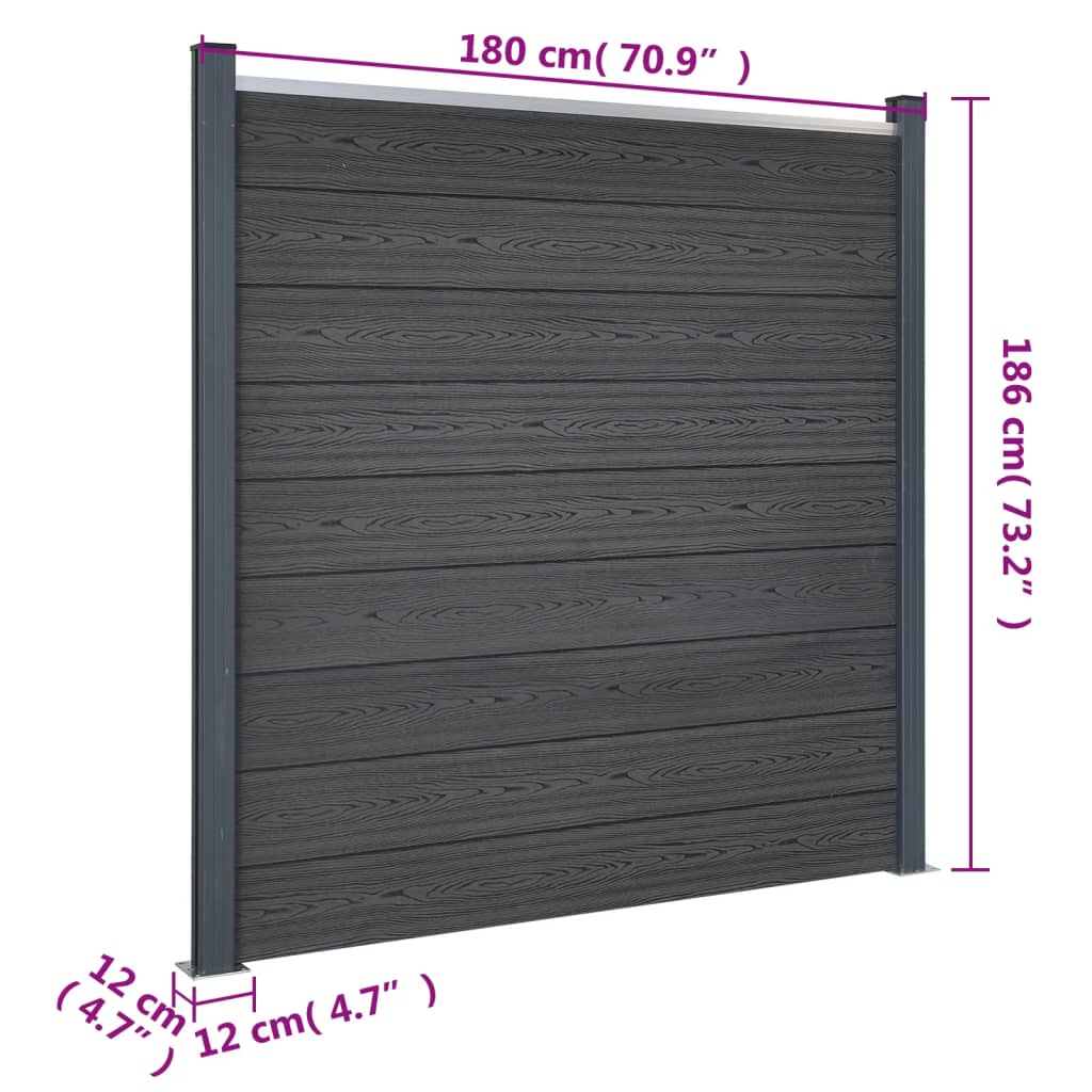 Schuttingpaneelset 526x186 cm HKC grijs 526 x 186 cm Grijs