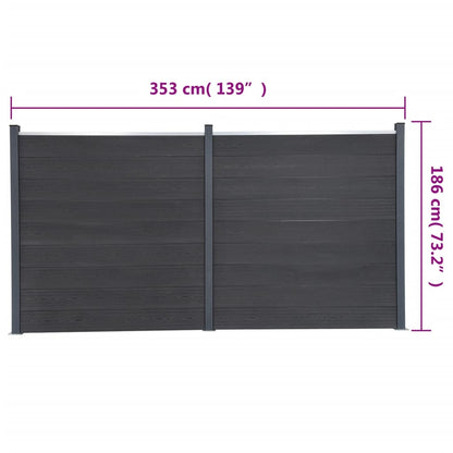 Schuttingpaneelset Hkc Grijs 353 x 186 cm