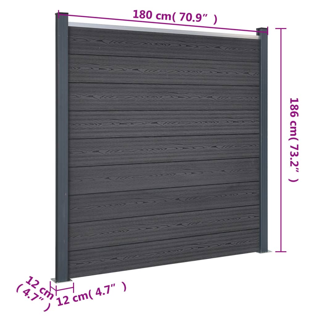 Schuttingpaneelset Hkc Grijs 353 x 186 cm