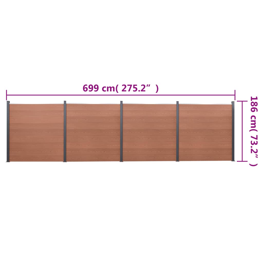 Schuttingpaneelset 699x186 cm HKC bruin 699 x 186 cm Bruin