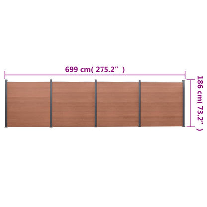 Schuttingpaneelset 699x186 cm HKC bruin 699 x 186 cm Bruin