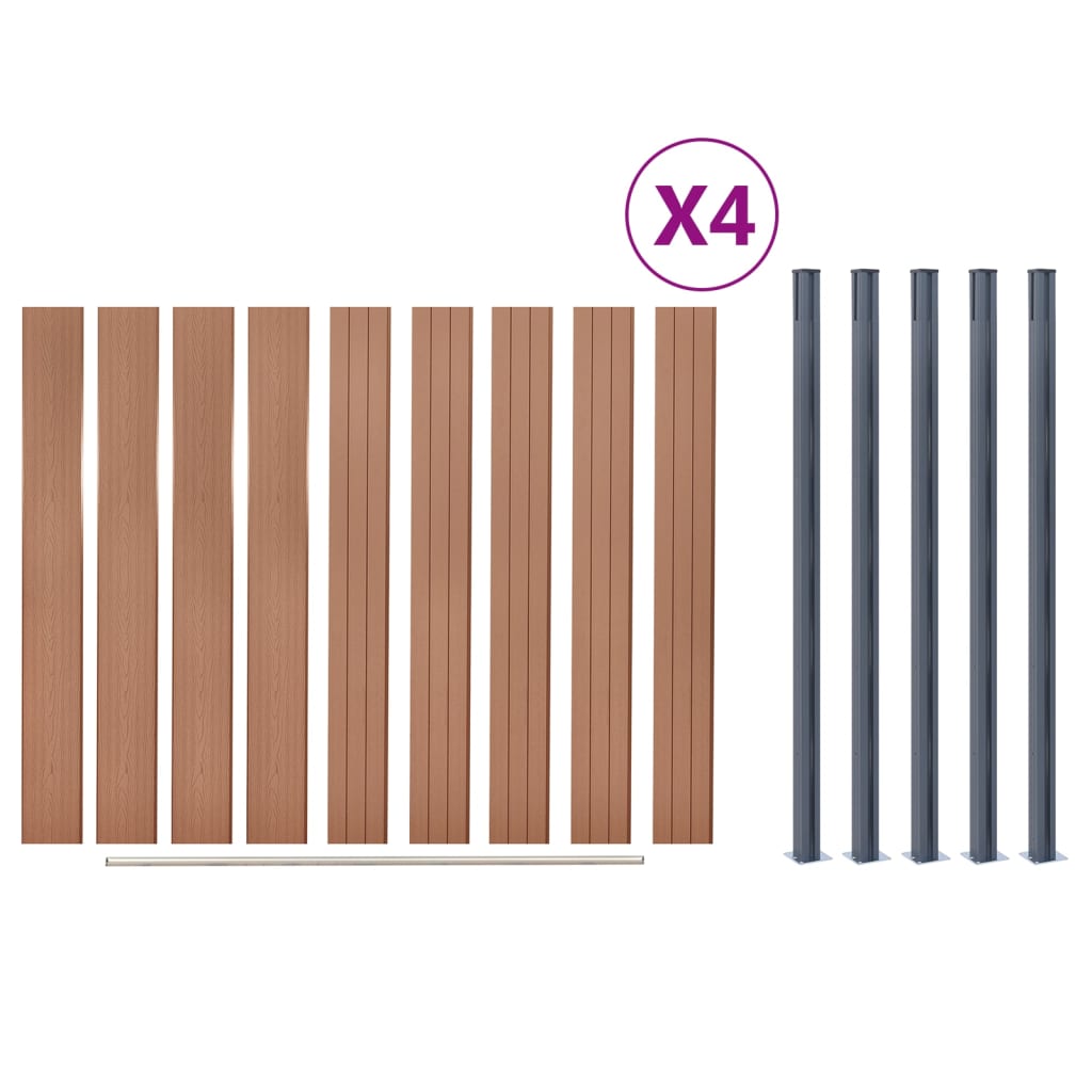 Schuttingpaneelset 699x186 cm HKC bruin 699 x 186 cm Bruin