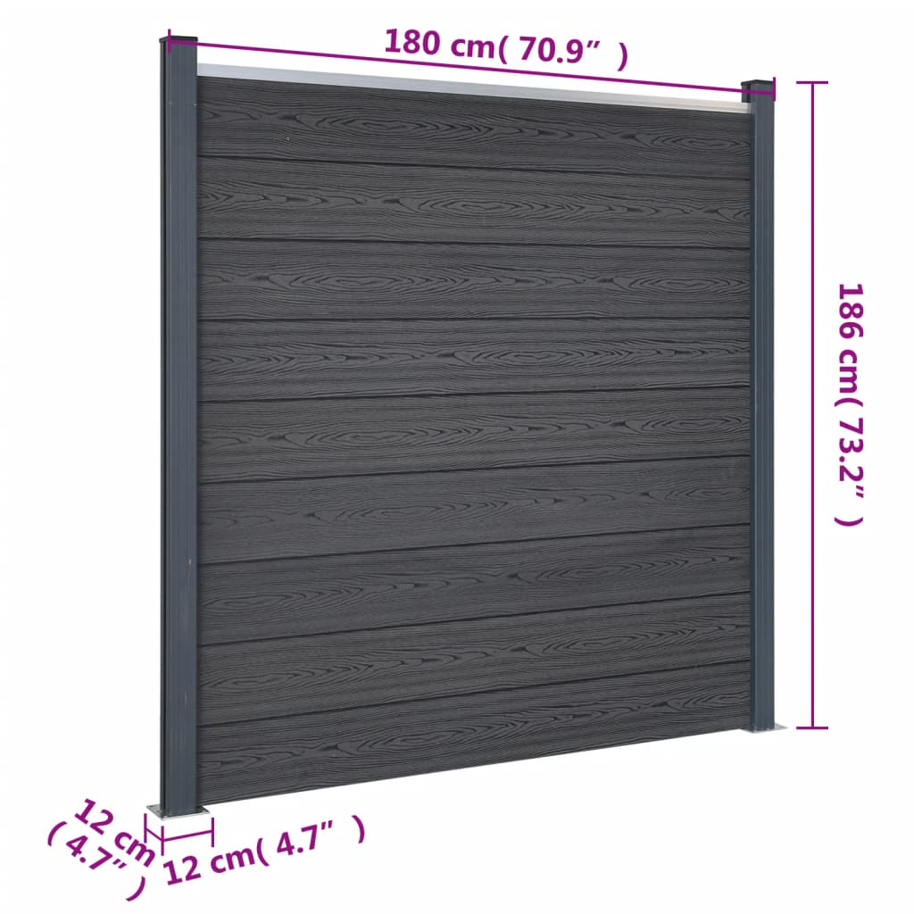 Schuttingpaneelset Hkc Grijs 699 x 186 cm