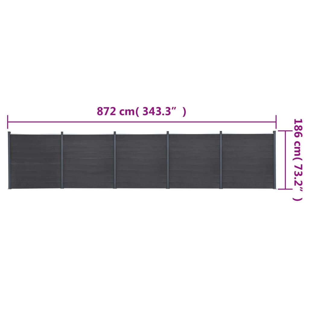 Schuttingpaneelset Hkc Grijs 872 x 186 cm