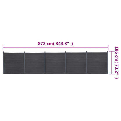 Schuttingpaneelset Hkc Grijs 872 x 186 cm