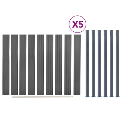 Schuttingpaneelset Hkc Grijs 872 x 186 cm