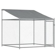 Hondenhok Met Dak En Deur Gegalvaniseerd Staal Grijs 2 x 2 x 2 m 1 deur