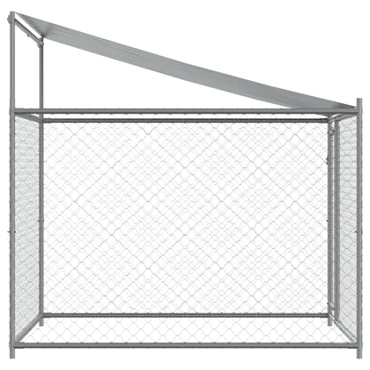 Hondenhok Met Dak En Deur Gegalvaniseerd Staal Grijs 2 x 2 x 2 m 1 deur