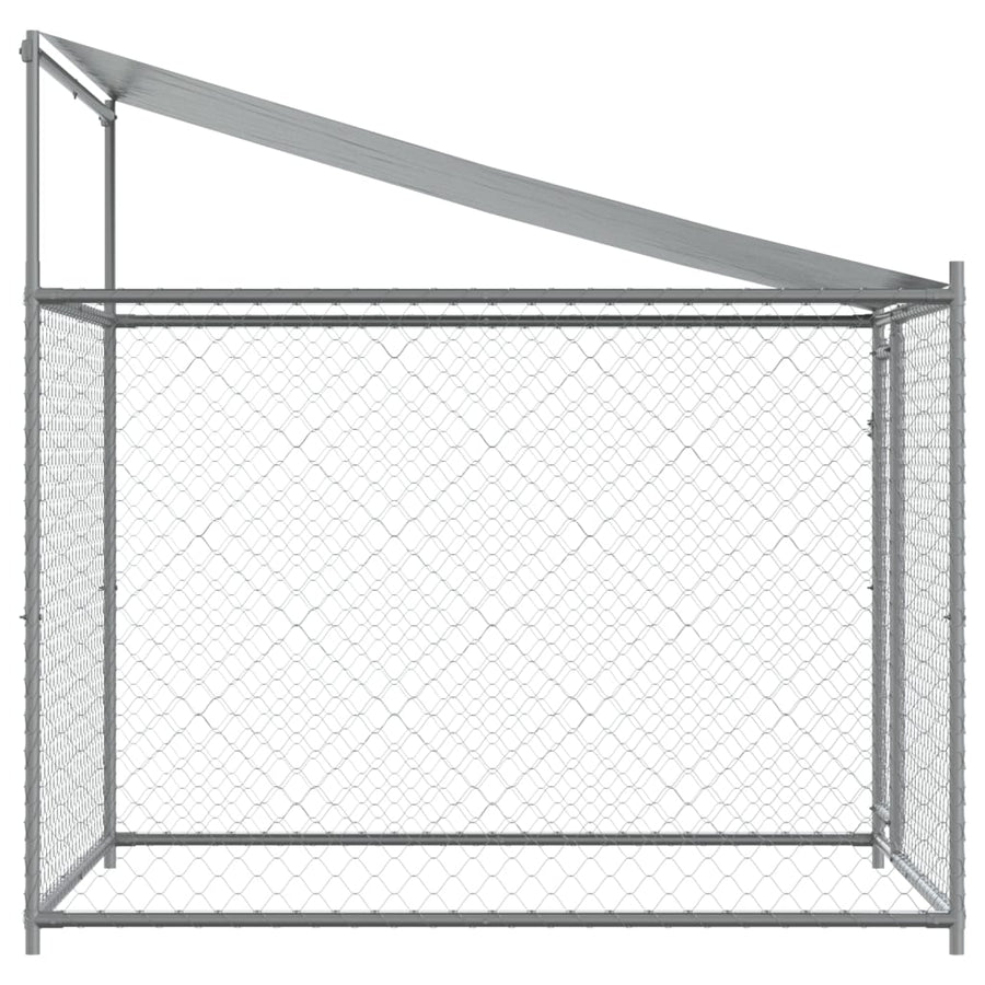 Hondenhok Met Dak En Deur Gegalvaniseerd Staal Grijs 2 x 2 x 2 m 1 deur
