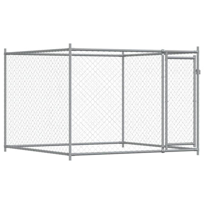 Hondenhok Met Deur 2X2X1,5 M Gegalvaniseerd Staal Grijs 2 x 2 x 1.5 m 1 deur