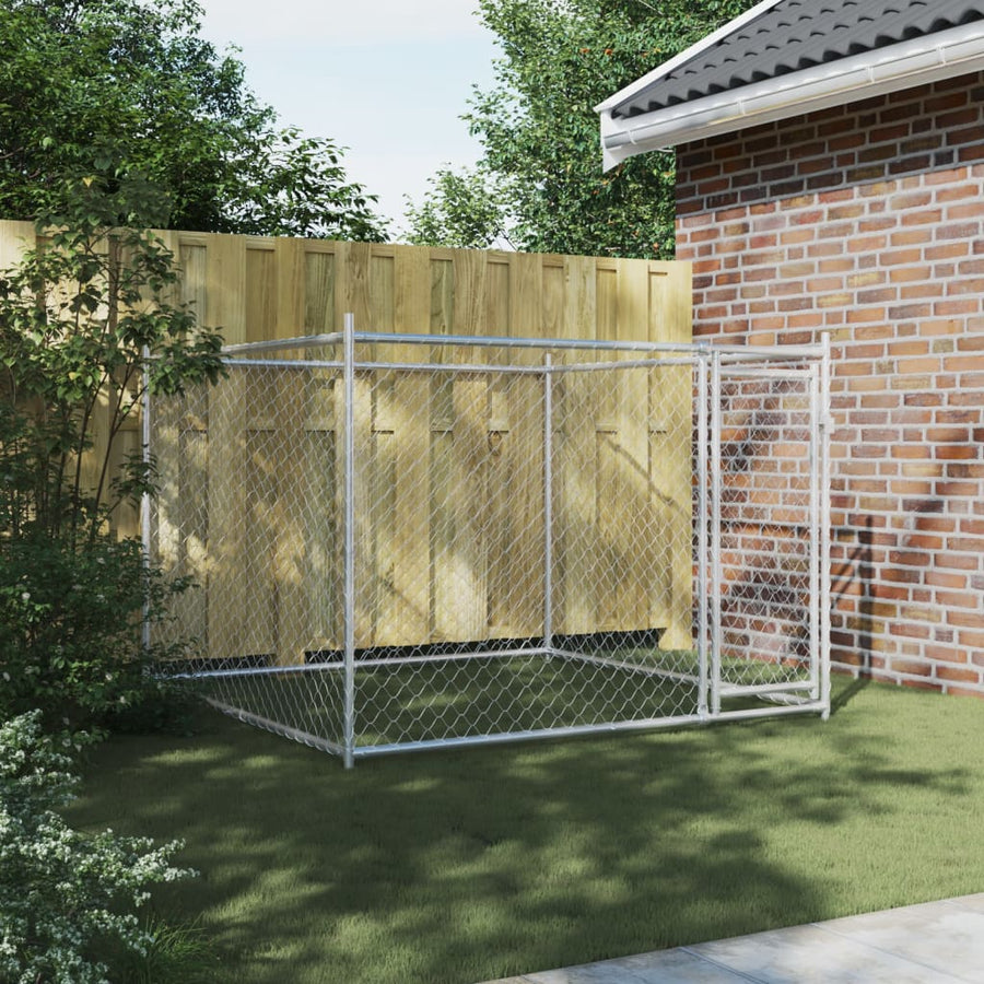 Hondenhok Met Deur 2X2X1,5 M Gegalvaniseerd Staal Grijs 2 x 2 x 1.5 m 1 deur